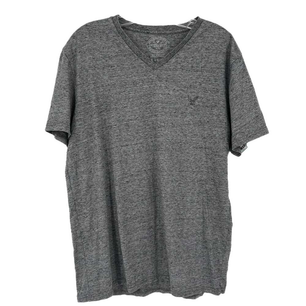 American Eagle Gray Cotton V-Neck T-Shirt | Men’s Size L